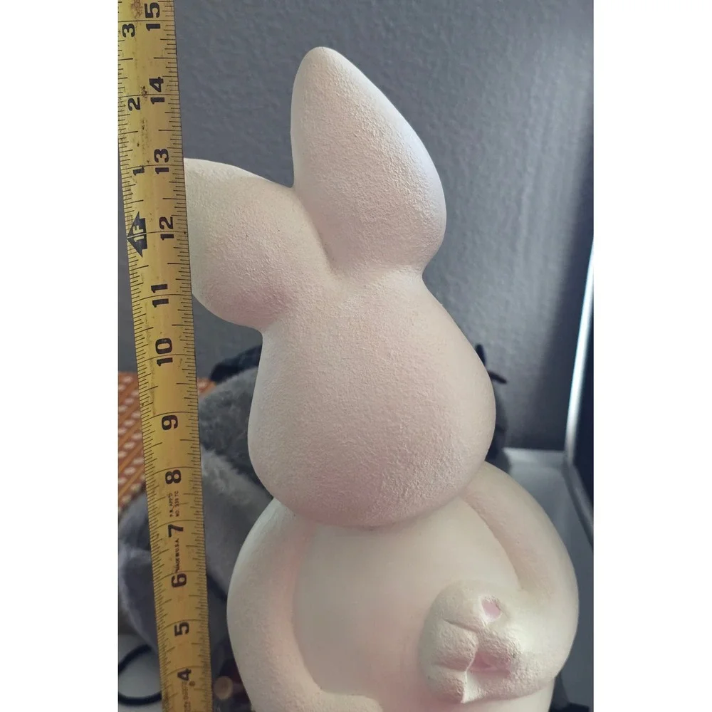 Vintage Hand Painted Ceramic‎ Easter Bunny Rabbit Figurine 90s Cute Cottage 15